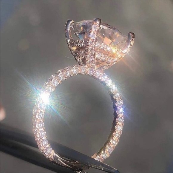 New 18K Rose Gold 6 Carat Round Morganite Ring - Picture 2 of 5